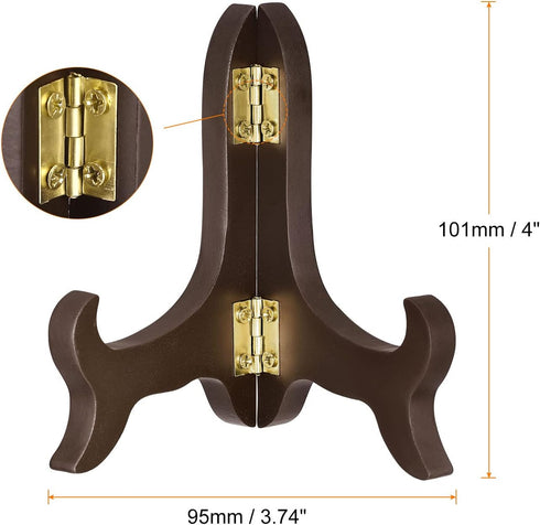 uxcell 4" Easel Plate Holder, Wooden Folding Display Stand Brown for Decorative Picture Frame...