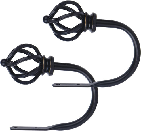 KAMANINA Decorative Curtain Drapery Holdbacks Twisted Cage Finials, Black(1 Pair/2 Pack), Small...