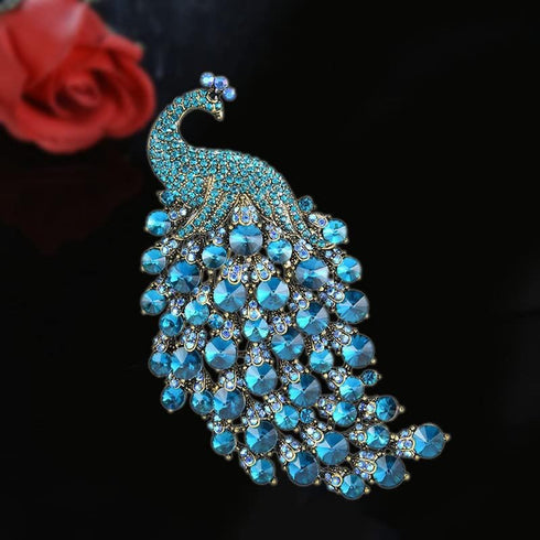 Rhinestone Peacock Brooch Pin Crystal Bird Brooch Safety Pin Animal Brooch Wedding Bridal Brooches Collar Lapel Pin Badge for Dress Shirts Coat...