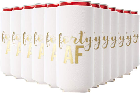 Forty AF Can Coolers, Set of 12-40th Birthday Favors and Party Decorations for Men and Women...
