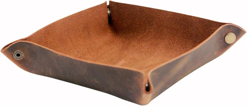 boshiho Valet Tray for Men, Leather Jewelry Catchall Key Phone Coin Box Change Caddy Bedside Storage Box (Crazy Horse Leather - Dark Brown)...