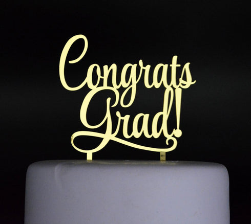 Congrats Grad Cake Topper 2025 Graduation Grad Party Decorations (Gold)...