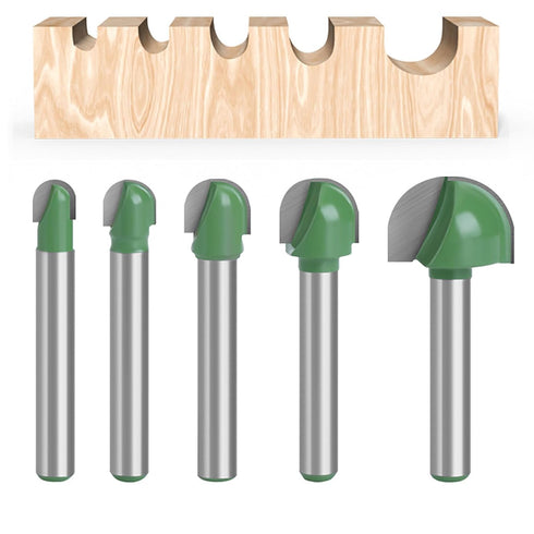 YUENTOEN 5 Pieces Trim Bits Round Nose Cove Box Router Bit, Woodworking Milling Cutter Tool Kit for Home Improvement and DIY...