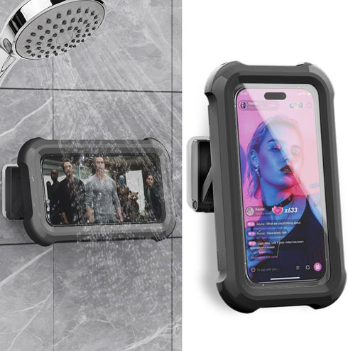 Shower Phone Holder Waterproof,480° Rotating Wall Phone Holder Mount with HD Touch Screen Guardian Phone up to 7 inch for iPhone 15 14 13 12 Pro 1...