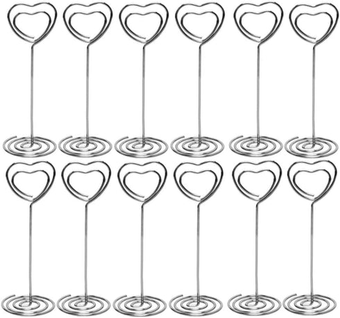 Table Number Card Holders Place Card Holder, 25 Pack Picture Holders for Tables, Heart Shape Photo Number Stands Menu Paper Card Clips for Wedding...