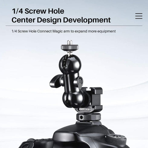 ULANZI PT-12 Camera Hot Shoe Extension Bracket with Triple Cold Shoe Mounts for Microphone LED Video Light, 1/4'' Screw for Magic Arm, Aluminum Sh...