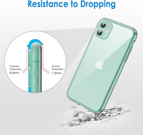JETech Case for iPhone 11 6.1-Inch, Non-Yellowing Shockproof Phone Bumper Cover, Anti-Scratch Clear Back (Midnight Green)...