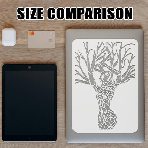 FINGERINSPIRE Tree of Life Painting Large Stencil 8.3x11.7" PET Character Spraying Stencil Reusable Minimalist Line Art Woman Pattern Wall Stencil...