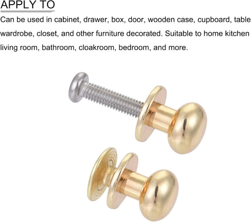 Mini Drawer Pulls (9mm/0.35") 12Pcs, Zinc Alloy Mini Round Head Knobs Pull Handle with Screws - for Home Cabinet Drawer Handle, Light Gold...