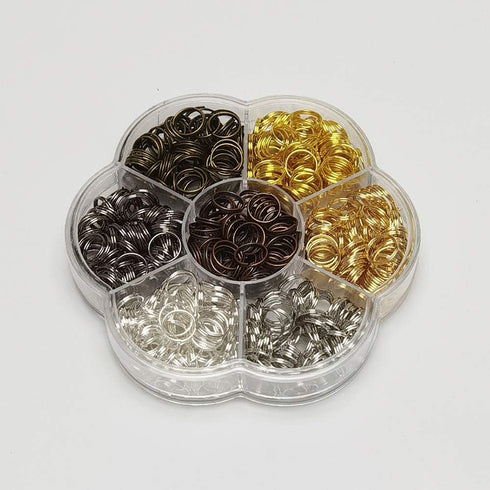 Chenkou Craft 1 Box 770PCS 7 Colors Split Double Loops Jump Rings & Ring Jewelry Keychain Making 8mm with 1 pc Clear Box (Mix, 0.31"(8mm))...