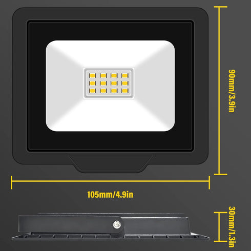 AUXTINGS 10W LED Flood Lights Outdoor Security Lights 1000LM Outside Lamp 6000K Daylight White Spot Light Exterior Lighting for Yard Backyard Hous...