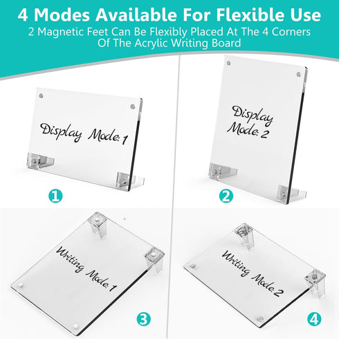 2PCS Small Desktop Whiteboard, Magnetic Acrylic Dry Erase Board for Desk, 12x8" Clear Acrylic Calendar Fridge Weekly Planner with Stand and Marker...