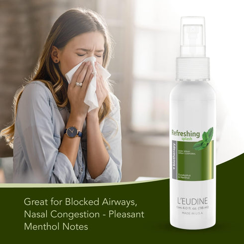 L'EUDINE Refreshing Splash with Eucalyptus Oil, Respiratory Care Body & Room Spray Mint and Aloe Infused, Gentle on The Skin, Multipurpose Small S...