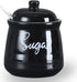 HAOTOP Farmhouse Porcelain Sugar Bowl with Lid and Spoon 12oz,Easy to Clean (Black)...