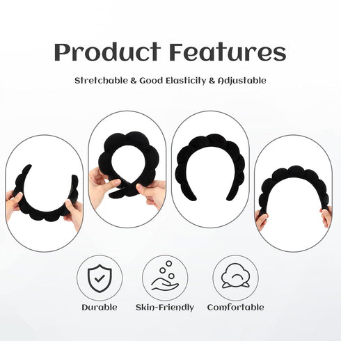 Women Spa Headband for Washing Face Makeup Headband Puffy Sponge Headbands Skincare Headbands for Women Girls Terry Cloth Headband for Skincare Ma...