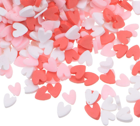 Heart Slices Polymer Slices, 5mm Soft Clay Slices 100g Resin Slices Supplies for Art DIY Crafts Phone Case Projects Decoration, Light Red, Pink, W...