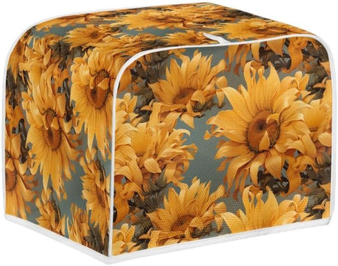 4 Slice Toaster Cover Van Gogh Style Sunflower Plus Size Toaster Dust Cover Oil Painting Flowers Yellow Microwave Oven Cover Dust and Fingerprint ...