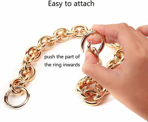 Fashionable Heavy Aluminum O Shape Metal Chain Handle Shoulder Straps Replacement for Women's Handbag,Shoulder Bag (Gold)...