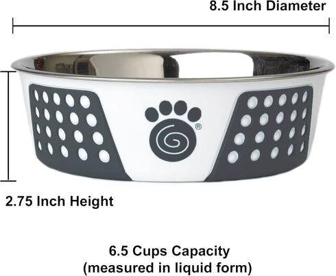 PetRageous 15002 Fiji Stainless Steel Non-Slip Dishwasher Safe Dog Bowl 6.5-Cup Capacity 8.5-inch Diameter 2.75-inch Tall for Large and Extra Larg...
