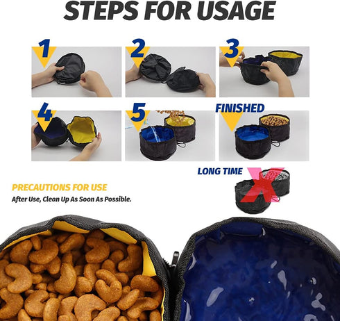 Travel Dog Bowls(67oz), 2 in 1 Collapsible Portable Dog Water Food Double Bowls Outdoor Feeding Foldable Dog Bowl for Pets Traveling Camping Walki...