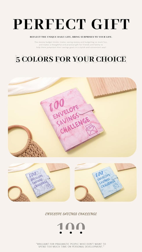 100 Envelopes Money Saving Challenge Binder - A5 Money Saving Budget Binder Easy and Fun Way to Save $5,050 Savings Challenges Book with Envelopes...