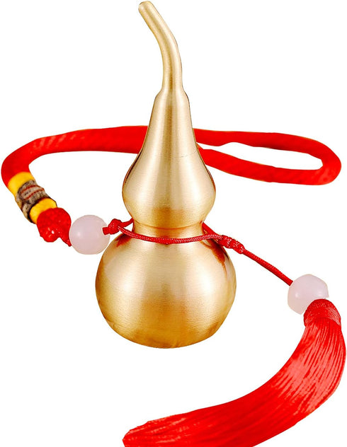 Hanging Decoration Good Luck Wu Lou Gourd,with Tassel for Housewarming Statue Charm Amulet Home Decor,3.18 inch Tall,Full Brass, Hu Lu Bring You W...