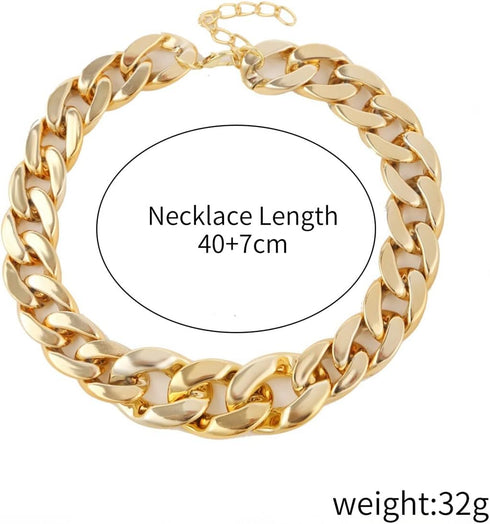 Chunky Choker Necklace Gold Cuban Link Chain Necklace Punk Paperclip Chain Choker Necklace for Women Girls (Style 1)...