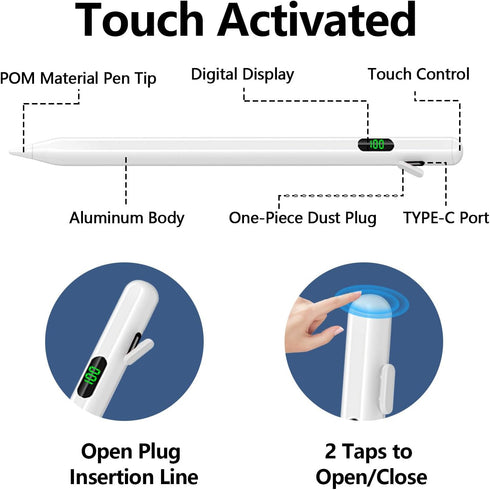 Stylus Pen for Magnetic iPad - LED Power Display Stylus Pen, Faster Charge?High Responsive Precise ipad Stylus, Work for 2018-2024 iPad Air 3/4/5,...