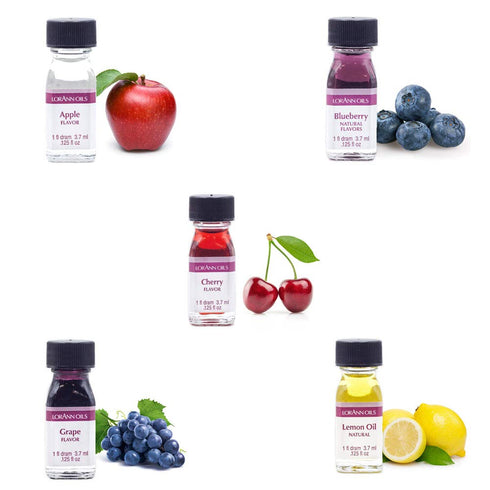 LorAnn Super Strength (Apple, Blueberry, Cherry, Grape and Lemon oil) Variety Pack of 5 with free 1 dram Dropper....