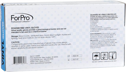 ForPro Disposable Vinyl Gloves, Clear, Industrial Grade, Powder-Free, Latex-Free, Non-Sterile, Food Safe, 2.75 Mil. Palm, 3.9 Mil. Fingers, Medium...