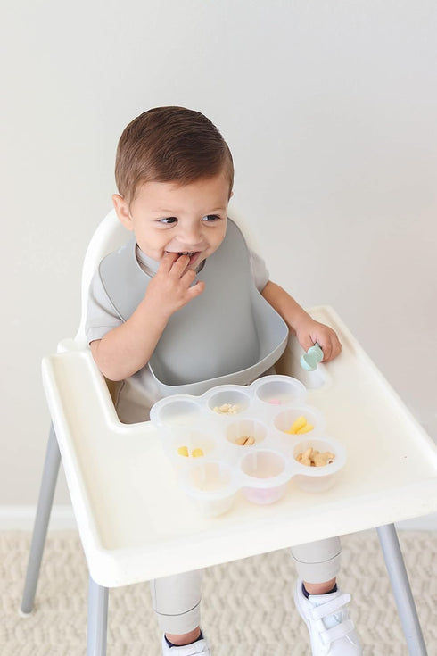 Silicone Bib – 100% Pure Platinum LFGB Baby Bibs with No Fillers – Wide Food Catching Pocket – Easy Clean – Mess Proof – Dishwasher Safe – BPA & P...