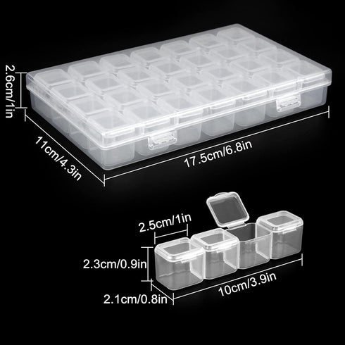 Guyuyii 2 pk 28 Grids Diamond Art Storage - Plastic Diamond Art Containers - Diamond Art Organizer for Embroidery, DIY Art Craft, Jewelry, Earring...