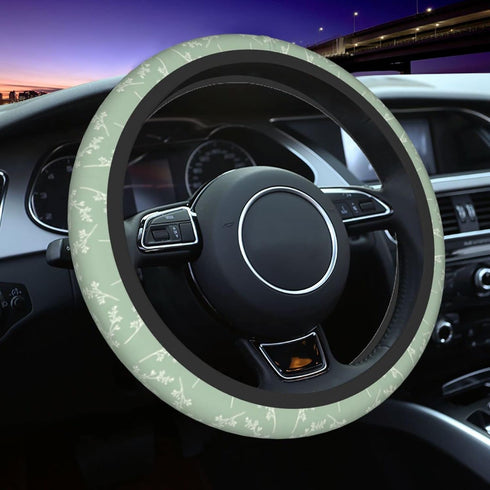 Steering Wheel Covers for Car,Ferns Sage Green Car Steering Wheel Cover for Men Women,Universal 15 Inches Car,Elastic Stretch Steering Wheel Cover...