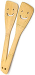 2-Piece 12-Inch Bamboo Smiley Face Wooden Spoons & Spatula Kitchen Cooking Tools for Nonstick Cookware and Wok...
