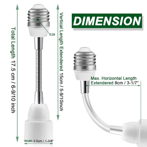 3 Prong Outlet Light Socket Adapter,Light Bulb to Outlet Socket Adapter with Extension Cord,Flexible Light Socket Plug Adapter for Garage,Porch an...