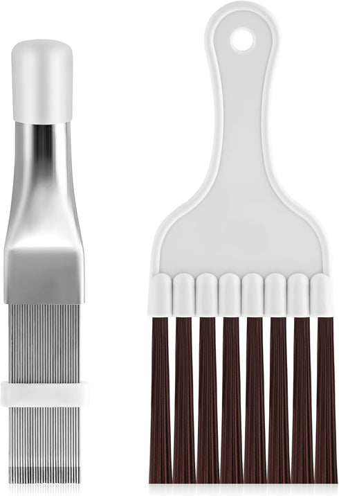 2 Pcs Air Conditioner Fin Comb, Evaporator Radiator Cleaning Brush, AC Coil Cleaner Stainless Steel Fin Comb, Refrigerator Coil Cleaning Whisk Bru...