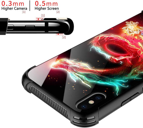 CARLOCA Compatible with iPhone XR Case,iPhone XR Cases for Girls Women Boys Men Young,Flower and Dragon Pattern Design Shockproof Anti-Scratch Cas...