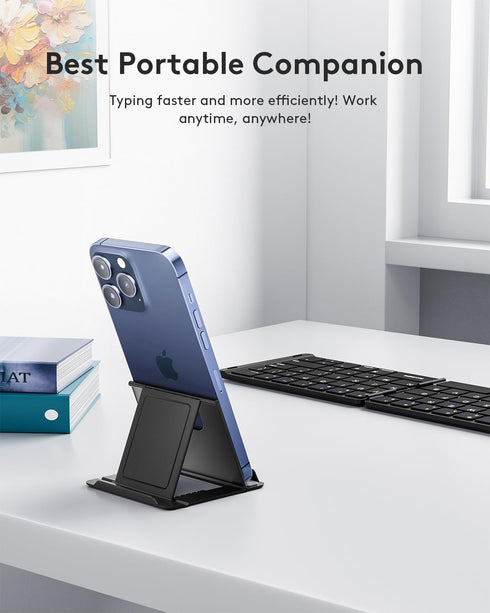 Samsers Foldable Bluetooth Keyboard - Portable Wireless Keyboard with Stand Holder, Rechargeable Full Size Ultra Slim Keyboard Compatible IOS Andr...