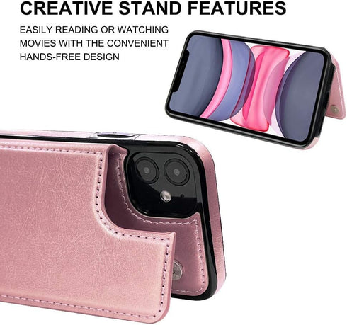 MIDOLA Wallet Case for iPhone 11 with Card Holder Cover Cell Phone Leather Protective Purse 6.1 Inch Rosegold...