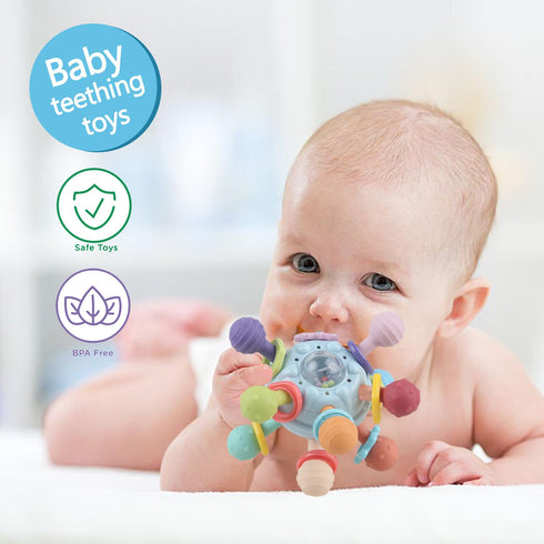 Baby Sensory Montessori Toy - Infant Teething Relief - Teethers for Newborn - Developmental Rattles Chew toys Gifts for 0 3 6 9 12 18 Months Girl ...