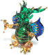 Tiny 2" Green Blue Yellow Sitting Western Dragon Figurine - Miniature Hand Blown Glass Dragons Mythical Creature Animals Crystal Decorative Collec...