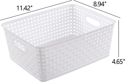 Plastic 8 L Storage Baskets, Medium Kitchen Baskets, White, 4 Packs...