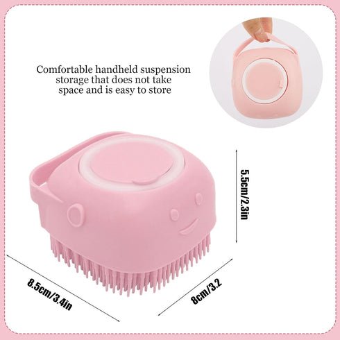 Dog Cat Bath Brush Comb Silicone - Dog Bath Brush Scrubber Pet Brush Bath Brush For Cats Dogs With Soap Dispenser Grooming Cleaning (Pink)...