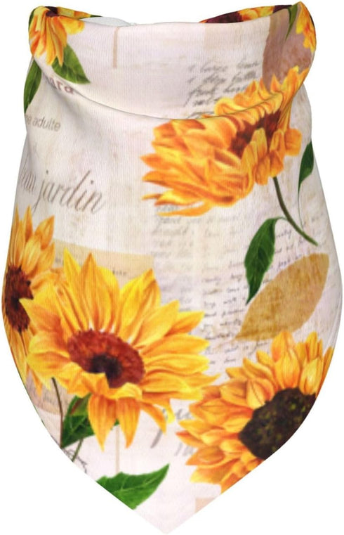 Sunflower Vintage Dog Bandana Scarf Triangle Bibs Pet Accessories Cat Kerchief...