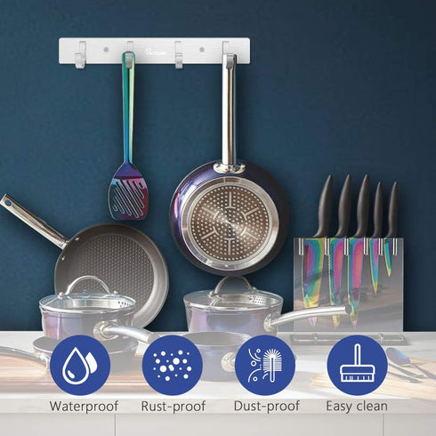 Wall Mount Coat Hook, 4 Hooks Aluminum Alloy Coat Hangers Rack Robe Hat Clothes Hook Wall Coat Rack Hooks Silver...
