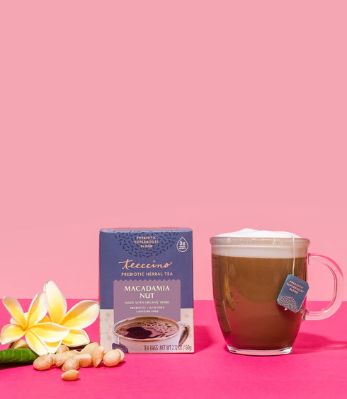 Teeccino Macadamia Nut - Prebiotic SuperBoost™ Herbal Tea - Support Your Probiotics with Vegan GOS & Organic XOS For Good Gut Health - Digestive D...