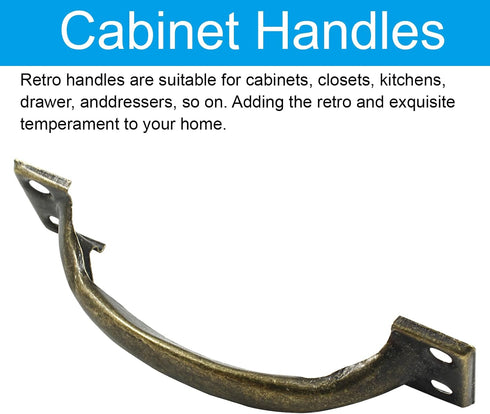 4 Pcs Bronze Pull Handles, Vintage Style Barn Door Handles Metal Gate Pull Handle Cabinet Handles for Drawer, Dresser, Cupboard, Closet (4 Inch Le...