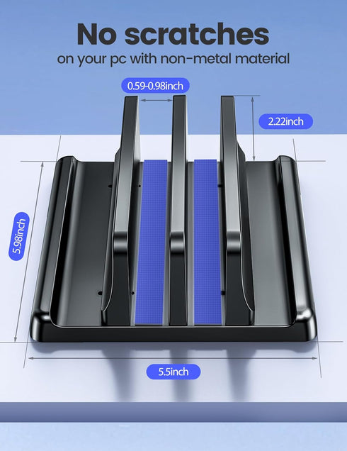 Vaydeer Vertical Laptop Stand for Desk, Dual Slots Plastic Laptop Holder with Space Saving 4-in-1 Design, Adjustable Laptop Stand Supports MacBook...