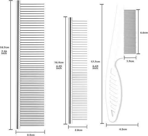 Dog Combs for Grooming, Metal Dog Comb and Flea Comb with Rounded Teeth for Removing Tangles and Knots for Long and Short Haired Dogs and Cats (st...