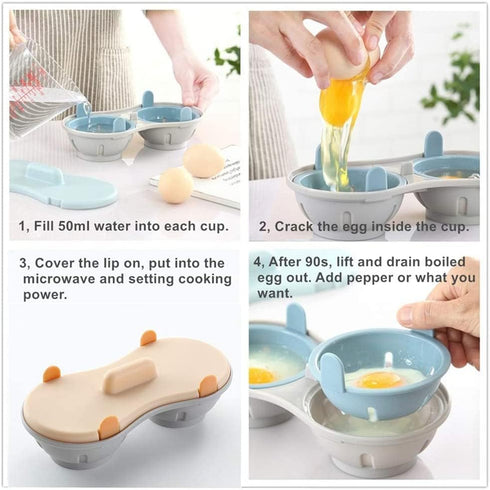 Microwave Egg Poacher, Poached Egg Cooker with Measure Cup, Dishwasher Safe BPA Free, Egg Maker Poached Egg Steamer Kitchen Gadget Mother Day Gift...